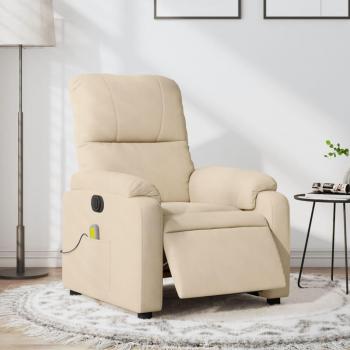 Sillón reclinable de masaje eléctrico en tela de microfibra color marrón, gris claro, gris oscuro y crema