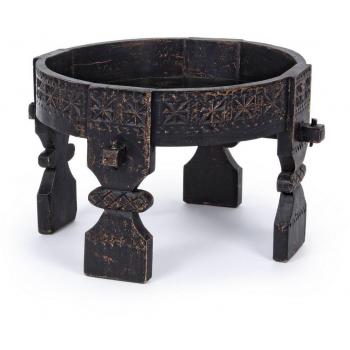 Mesa de centro redonda negra de madera estilo fusión 50 cm