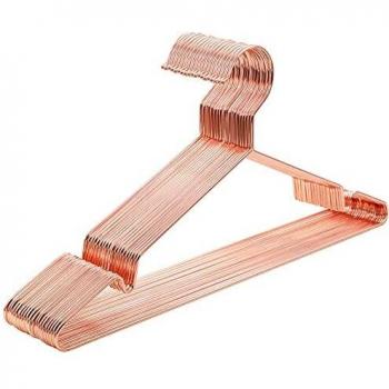 SONGMICS Perchas de 20 Unidades Metálicas para Ropa, Cromadas, Resistentes a la Corrosión, Ahorran Espacio, Duraderas, 42 cm, Oro Rosado CRI44R20