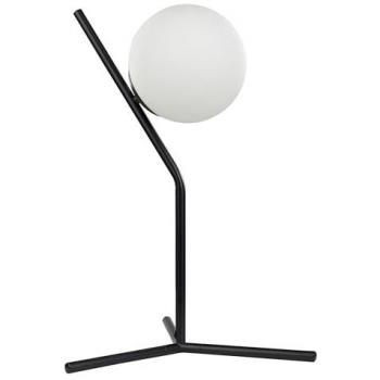 Lámpara de mesa moderna Wapiti con pantalla redonda de vidrio blanco y negro, estructura de metal, 45 cm, luz individual
