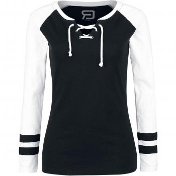 R.E.D. by EMP Play To Win Manga Larga Mujer Negro-Blanco L