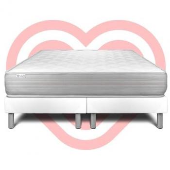 Conjunto de Mueble para Cama VITALMEMO - Colchón de Espuma Viscoelástica 20 cm Firme + Somier Doble 200x200 cm - Color Blanco