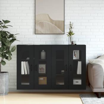 Armarios de pared 2 uds madera de ingeniería negro vidaXL
