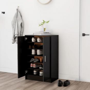 Mueble zapatero de aglomerado negro 60x35x92 cm