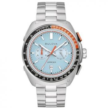 Bulova Racer Chronograph Men's Watch 42mm Stainless Steel Blue Dial Quartz 100M