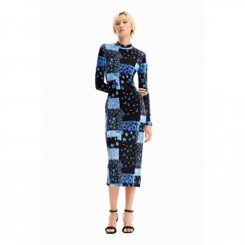 Vestido midi canalé floral - Desigual Mujer Vestidos