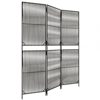 Biombo de 3 paneles en ratán sintético gris