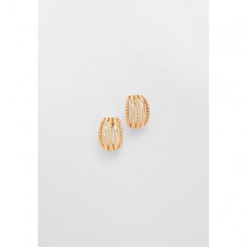 Stradivarius Gold Mixed Texture Hoop Earrings OS