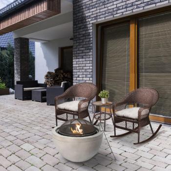 Teamson Home Outdoor Wood Burning Fire Pit - Yellow, 30 Round, Faux Concrete, Gray