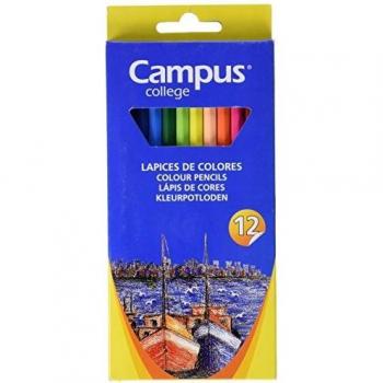 Campus University MKP9201-12CB - Lápices de colores triangulares, set de 12 unidades