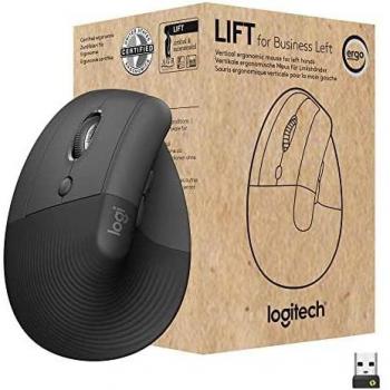Logitech Lift for Business Left-Handed Ergonomic Mouse Wireless Bluetooth Optical 4000 DPI Graphite (910-006495)