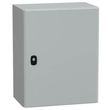 Caja de pared de acero Schneider Electric NSYS3D5425, IP66, dimensiones 500 x 400 x 250 mm, sin placa de montaje, color gris, cumple con UL GL Cul LR RoHS Reach BV DNV