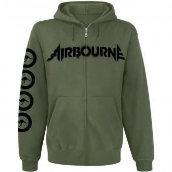 Airbourne Stencil Stripes Sudadera capucha con cremallera Aceituna L