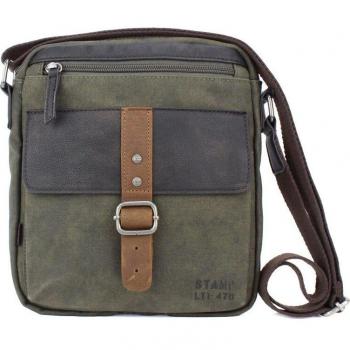 Bandolera de hombre en lona color verde kaki