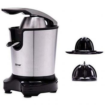 NEW CHEF - Exprimidor Eléctrico de Naranjas y Cítricos Juicer Silver Negro, 300W, Doble Cono, Boquilla Antigoteo e Interruptor de Presión Inteligente. Exprimidor Zumo Desmontable y Fácil de Limpiar
