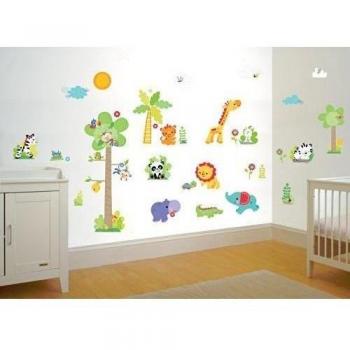 FunToSee Fisher Price Conjunto de pegatinas de pared para animales Motif vivero de la selva