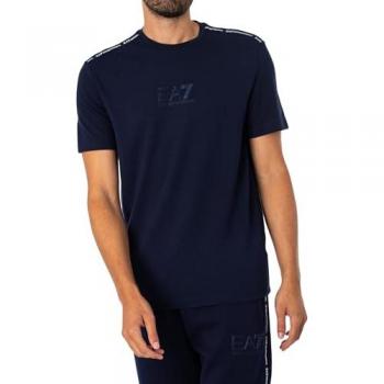 Camiseta EA7 Minimal Logo Series manga corta azul oscuro para hombre, talla S, con logo en relieve