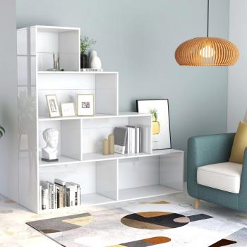 Estantería/librería de madera contrachapada blanca brillante, dimensiones 155x24x160 cm, acabado pulido