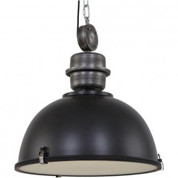 Lámpara colgante industrial Bikkel XXL negra con detalles en níquel