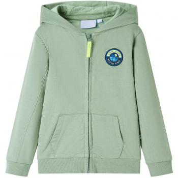 Sudadera infantil con capucha y cremallera caqui claro 128