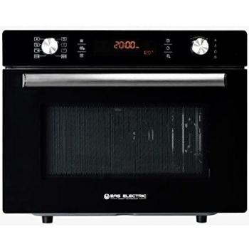 EAS ELECTRIC SMART TECHNOLOGY | Horno multifunción rústico 36 litros | Color Negro | EMBV36 | Interior acero inoxidable | Microondas 900W | Grill 1200W | Convección 230º 1750W | Display LED