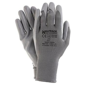 WOLFPACK LINEA PROFESIONAL 15032002 Guantes Nitrilo/Nylon Impregnado 7, Gris, único