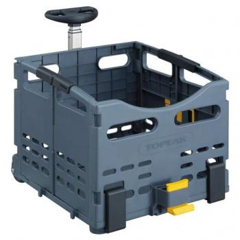 Cesta Trolley Tote plegable para portaequipajes Topeak, color gris, con capacidad de carga, diseño compacto y fácil de transportar