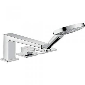 Hansgrohe HG Mezclador de baño de 3 agujeros con mango Metropol F-set Montaje en llanta de baño cromado