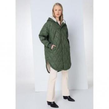 Abrigo acolchado con capucha verde Lois para mujer