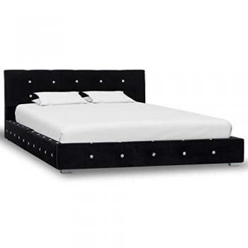 vidaXL Cama Individual Estructura + Colchón Viscoelástico + Somier Láminas Cabecero Tapizada Terciopelo 120x200 cm Contrachapado MDF Patas Acero Negra