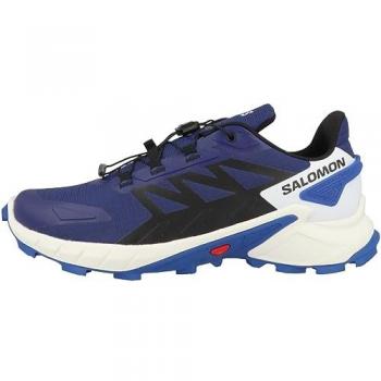 Salomon Zapatillas de Trail Running Supercross 4 para Hombre, Color Azul Oscuro y Blanco, Talla 42 EU