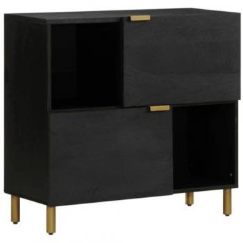 Aparador de madera de ingeniería negro 80x33x75 cm, armario de almacenaje, mueble aparador, muebles de cocina, armario bufé