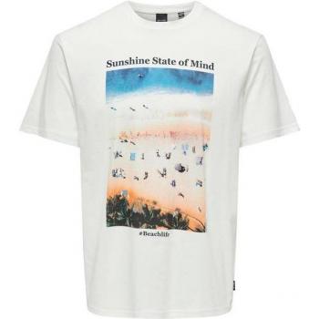 Camiseta de Manga Corta Hombre Only & Sons Onskolton Reg Beach Blanco