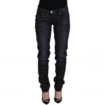 Black Cotton Low Waist Slim Fit Women Casual Denim Jeans - W26