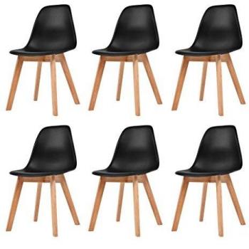 vidaXL 6x Sillas de Comedor Negras Asiento Sillón Banco Muebles Cocina Oficina