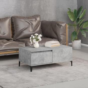 Mesa de centro madera contrachapada 90x50x36,5 cm Blanco y Negro brillante, Mesita de Salón o Comedor o Auxiliar, Mesa de Café en color gris hormigón