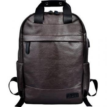 Mochila de Viaje Mochila para portátil Mochila para Hombre de Cuero PU 15.6 Pulgadas Externa de Negocios Puerto de Carga USB y Mochila para Auriculares Mochila para Hombre G00326