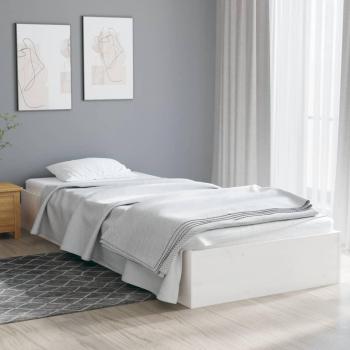 Estructura de cama individual de madera maciza blanca 90x190 cm