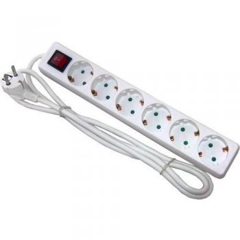 Staüwer - Regleta de conexion 6 tomas schuko cable 3g1,5mm2 de longitud 1,5 metros con interruptor y proteccion infantil linea básica