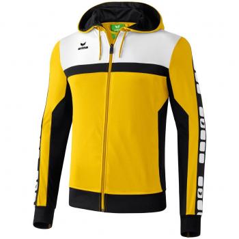 Erima Sportsjacke 5-Cubes Trainings mit Kapuze - Chaleco de fútbol para niño, color amarillo, talla 128 cm