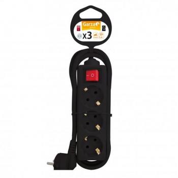 Regleta Garza Home Power 3T con Interruptor - Negro