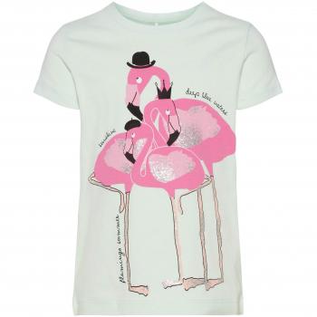 NAME IT Camiseta Manga Corta Niña SANNI - 122/128, Dusty Aqua