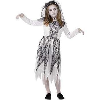 Smiffys Disfraz de novia fantasmagórica, Gris, con vestido, velo y adorno para el cuello