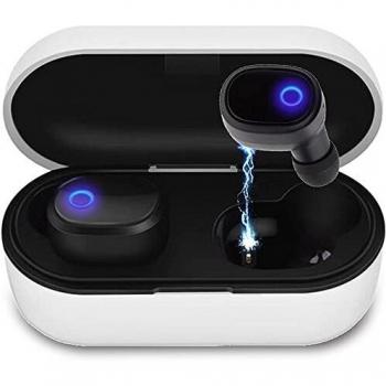 YiYunTE Mini Auriculares Bluetooth 5.0 Inalámbricos TWS Estéreo In Ear Auriculares Micrófono Manos Libres con Caja de Carga Portátil Deportivos Cascos para iPhone Samsung Huawei Android iOS