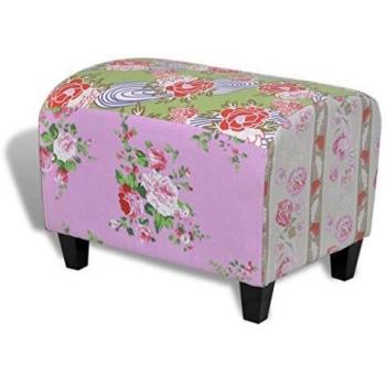 vidaXL Taburete Reposapiés de Estilo Patchwork con Diseño de Flores Otomana