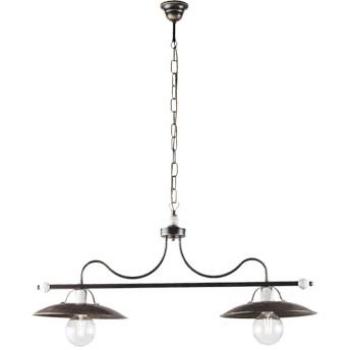 Araña Industrial de Hierro Blanco Marrón Dorado con Dos Luces 87x h36 cm
