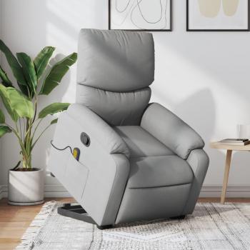 Sillón de masaje reclinable de tela gris claro Vidaxl