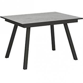 Mesa extensible Mirhi 90x120/180 cm cemento con estructura antracita