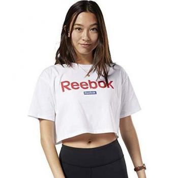 Reebok Linear Logo Crop tee Camiseta, Mujer, Blanco, L