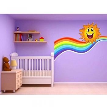 Stickers-Pegatinas autoadhesivo para habitación infantil, diseño de sol, diseño de arco iris 17560 x 50 cm